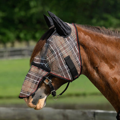 Draft Horse Fly Mask with Long Nose, Ears & 73% UV Protection