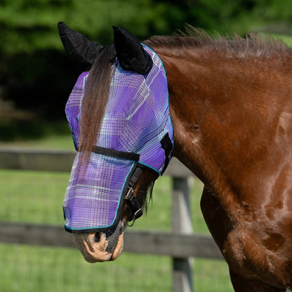 Draft Horse Fly Mask with Long Nose, Ears & 73% UV Protection