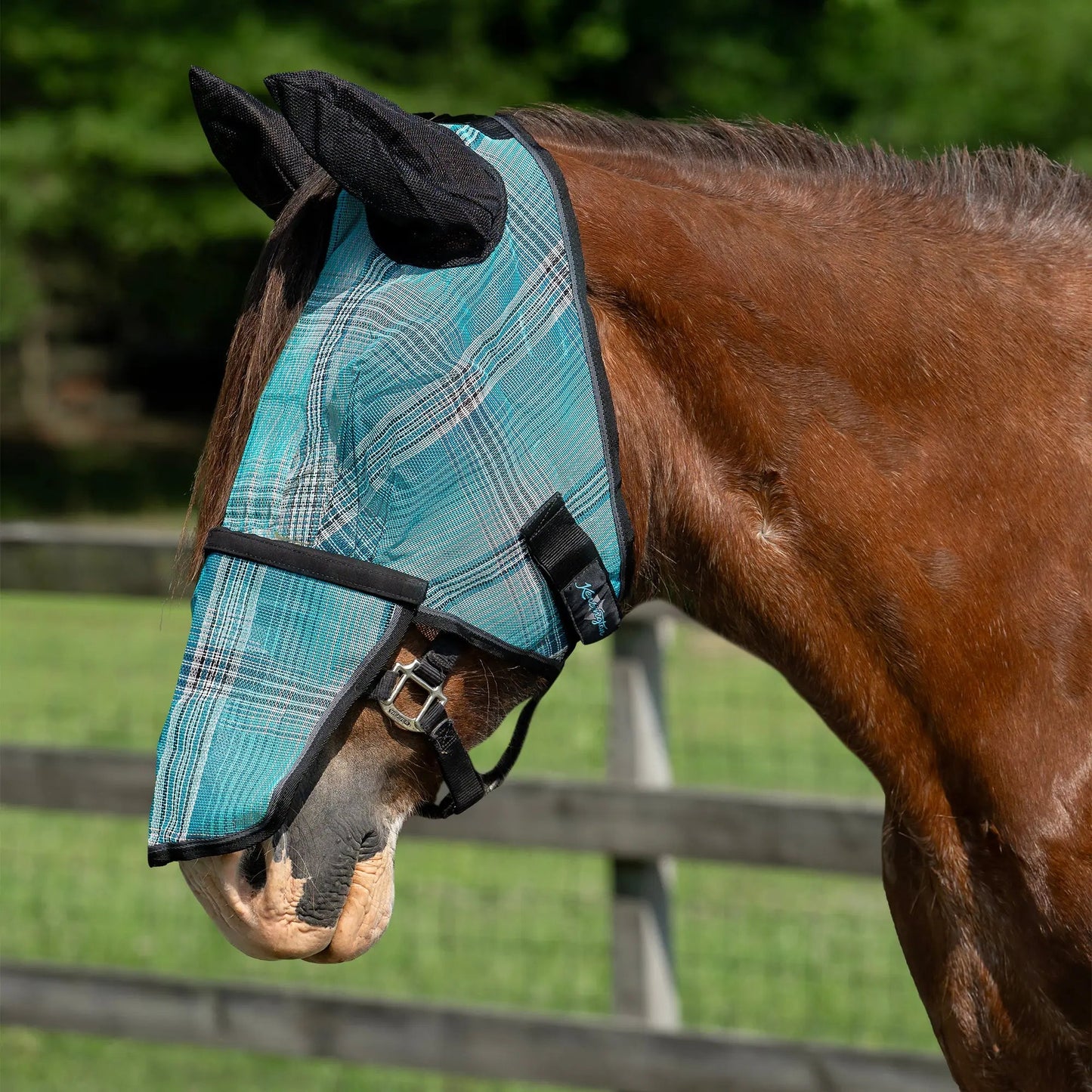 Draft Horse Fly Mask with Long Nose, Ears & 73% UV Protection