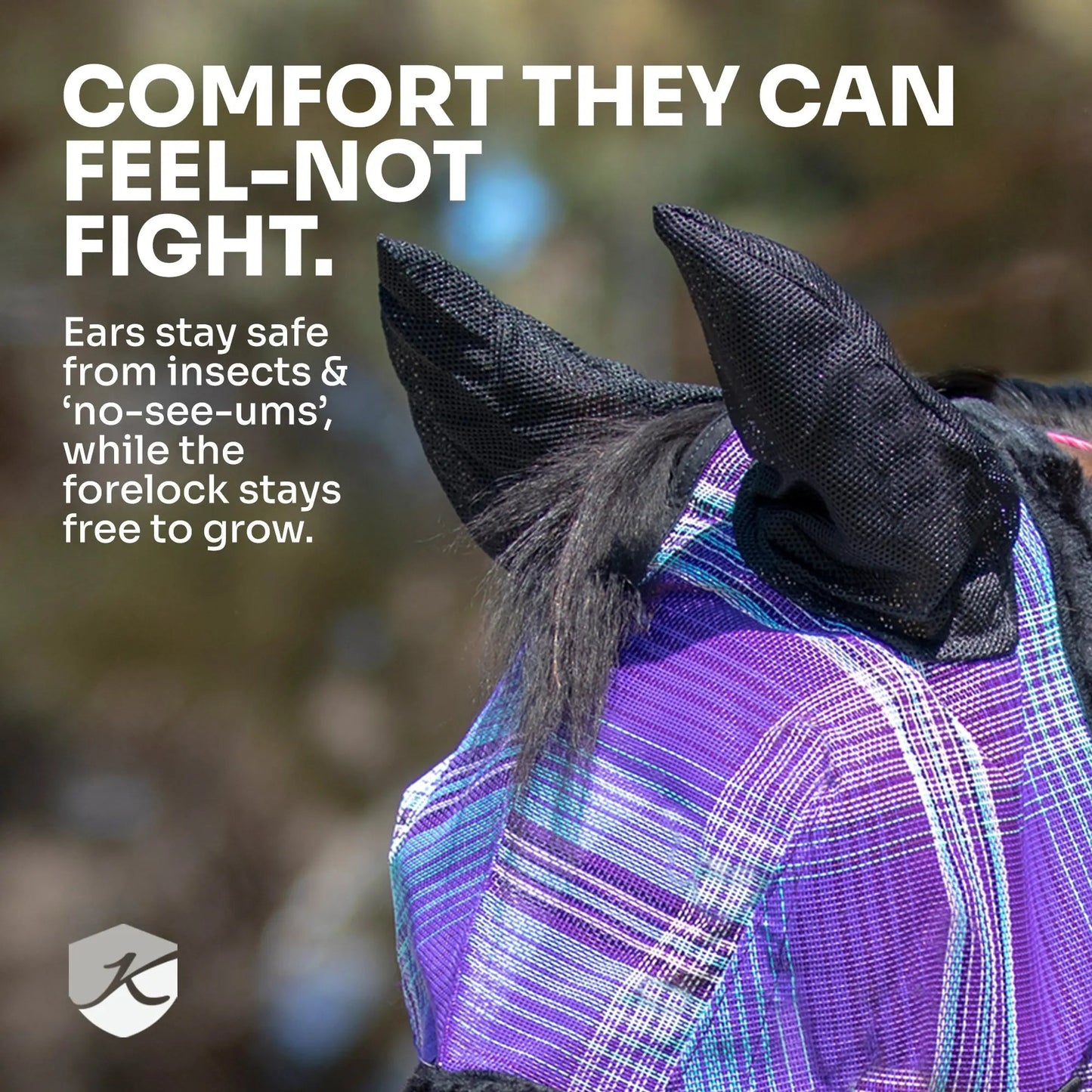Draft Horse Fly Mask with Long Nose, Ears & 73% UV Protection