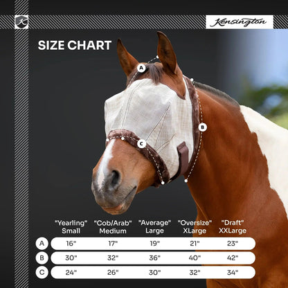 Draft Horse Fly Mask with Fleece Trim & 73% UV Protection - Open Top Design