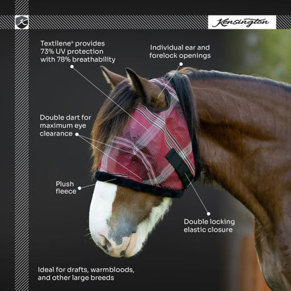 Draft Horse Fly Mask with Fleece Trim & 73% UV Protection